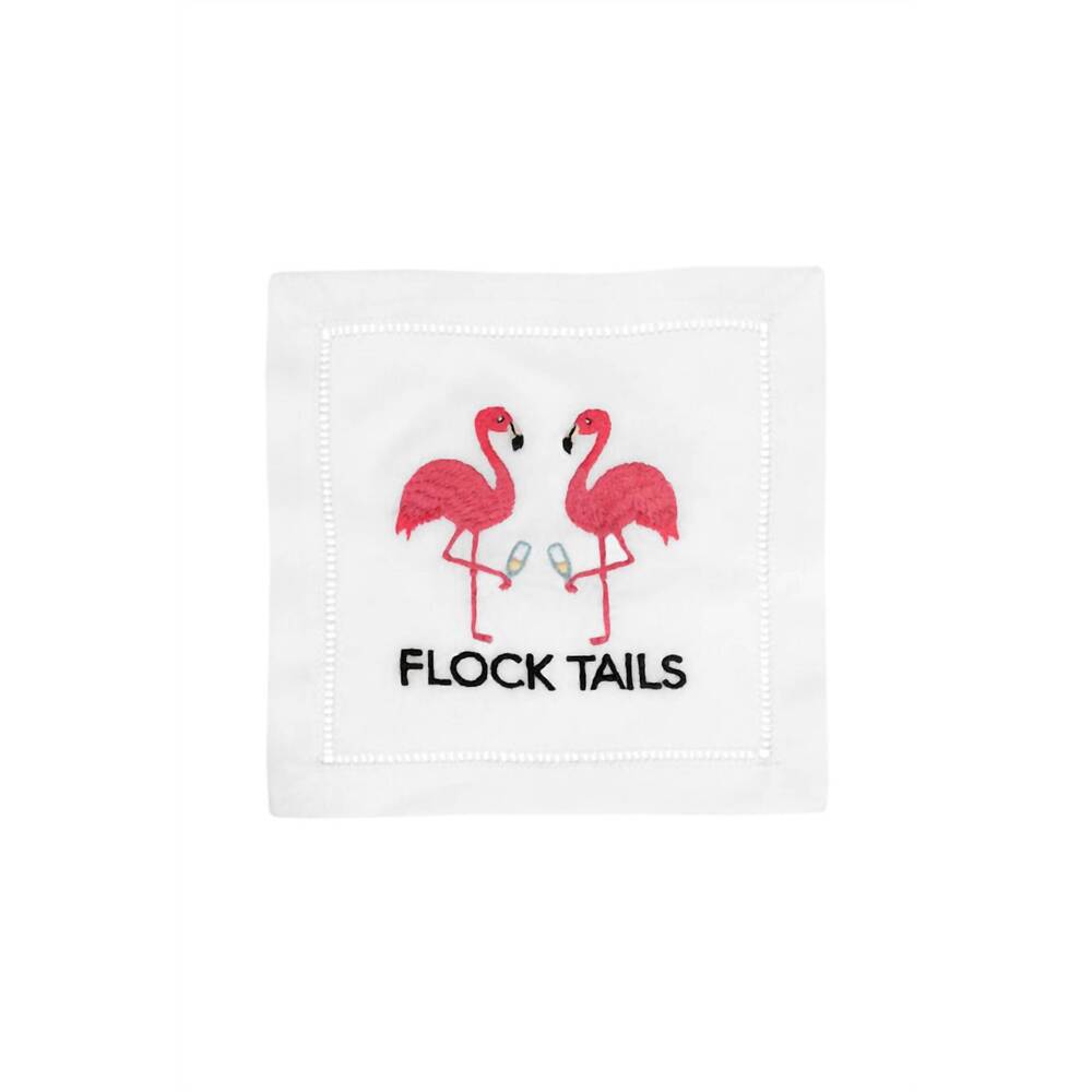 NEW AUGUST MORGAN flock tails cocktail napkins in white